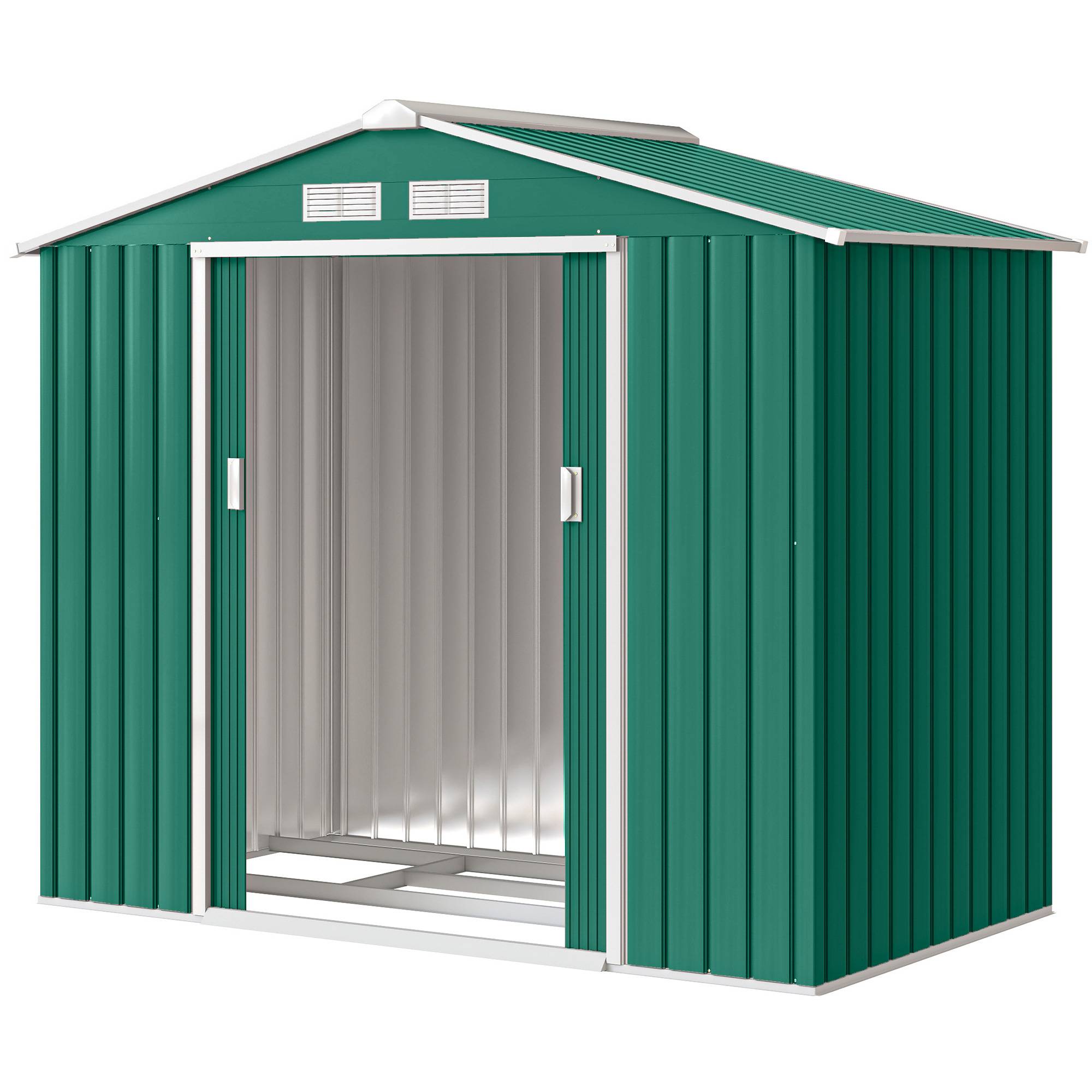 Abri de jardin 213 x 130 x 185 cm, abri extérieur en métal pour le rangement des outils, vert foncé - Image 2