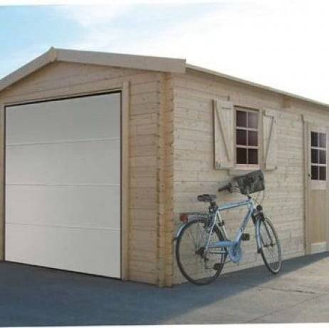 Garage TRADITIONNEL en bois 17,07 m² avec porte motorisée, Toiture Shingle gris - Imagen 1