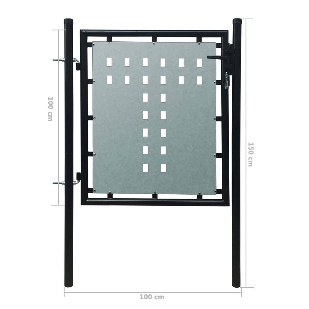 Maison Chic - Portail de jardin simple - Portillon de jardin - Portail de clôture Noir 100x150 cm - MEUBLE PRO - Image 5