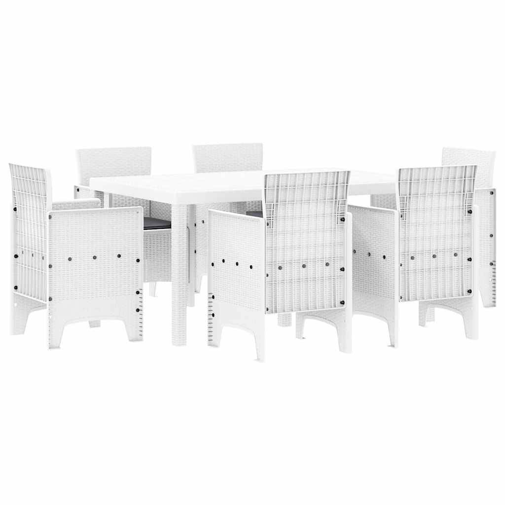 7 pcs Salon De Jardin - Mobilier D'extérieur Blanc Rattan Polt - Image 1