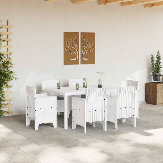 7 pcs Salon De Jardin - Mobilier D'extérieur Blanc Rattan Polt - Image 3