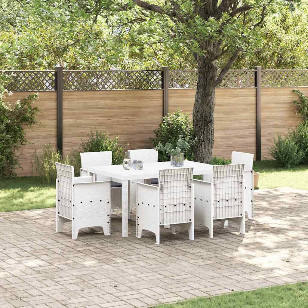 7 pcs Salon De Jardin - Mobilier D'extérieur Blanc Rattan Polt - Image 2
