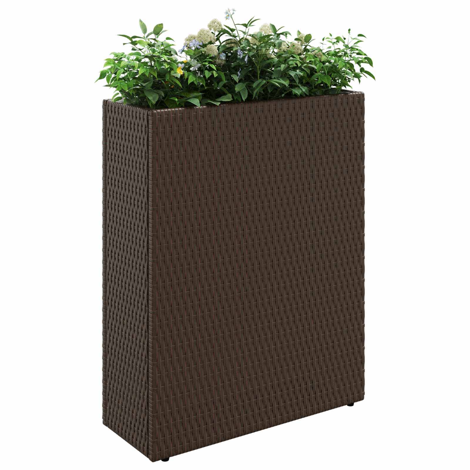 ComfortXL - Grand Cache-Pot Rectangulaire Résine Tressée Extérieur Mise Valeur Plantes 55x22x70cm Marron - ComfortXL Outdoor Living - Image 3