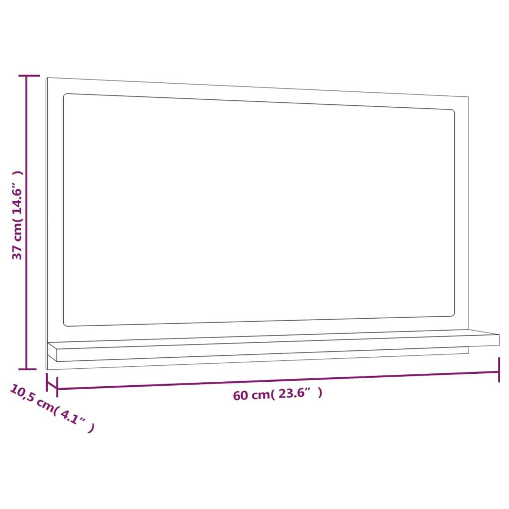 Helloshop26 - Miroir de bain 60 x 10,5 x 37 cm bois d'ingénierie gris - Imagen 4