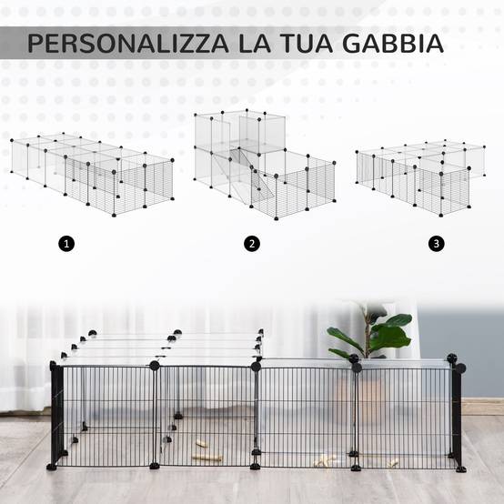 Parc Modulable Acier Résine Lapins Chinchillas Design Ouvert 140x70x70cm Noir - ComfortXL Outdoor Living - Image 6