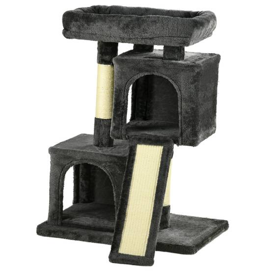 Arbre à chat sisal et peluche gris foncé 59 x 39 x 83 cm - PANGIVO - Image 2