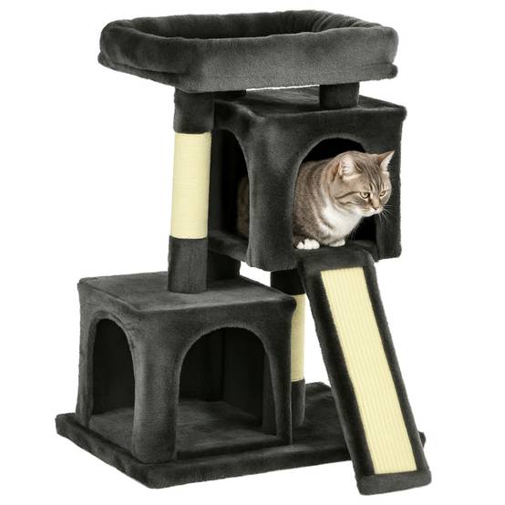 Arbre à chat sisal et peluche gris foncé 59 x 39 x 83 cm - PANGIVO - Image 1
