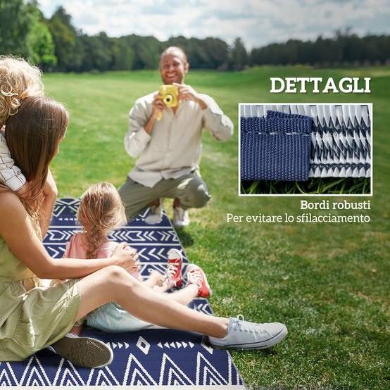 Tapis extérieur réversible Polypropylène Pique-nique plage Motif géométrique 182x274cm Bleu - ComfortXL Outdoor Living - Image 10