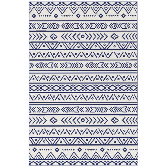 Tapis extérieur réversible Polypropylène Pique-nique plage Motif géométrique 182x274cm Bleu - ComfortXL Outdoor Living - Image 2