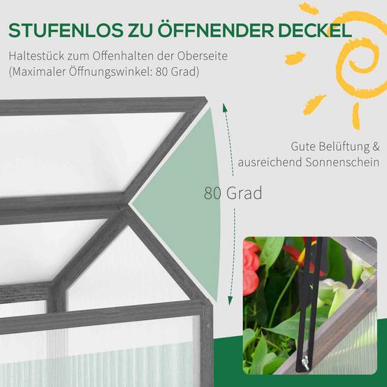 ComfortXL - Châssis de culture bois balcon protection gel 90x52x49cm gris - ComfortXL Outdoor Living - Image 7