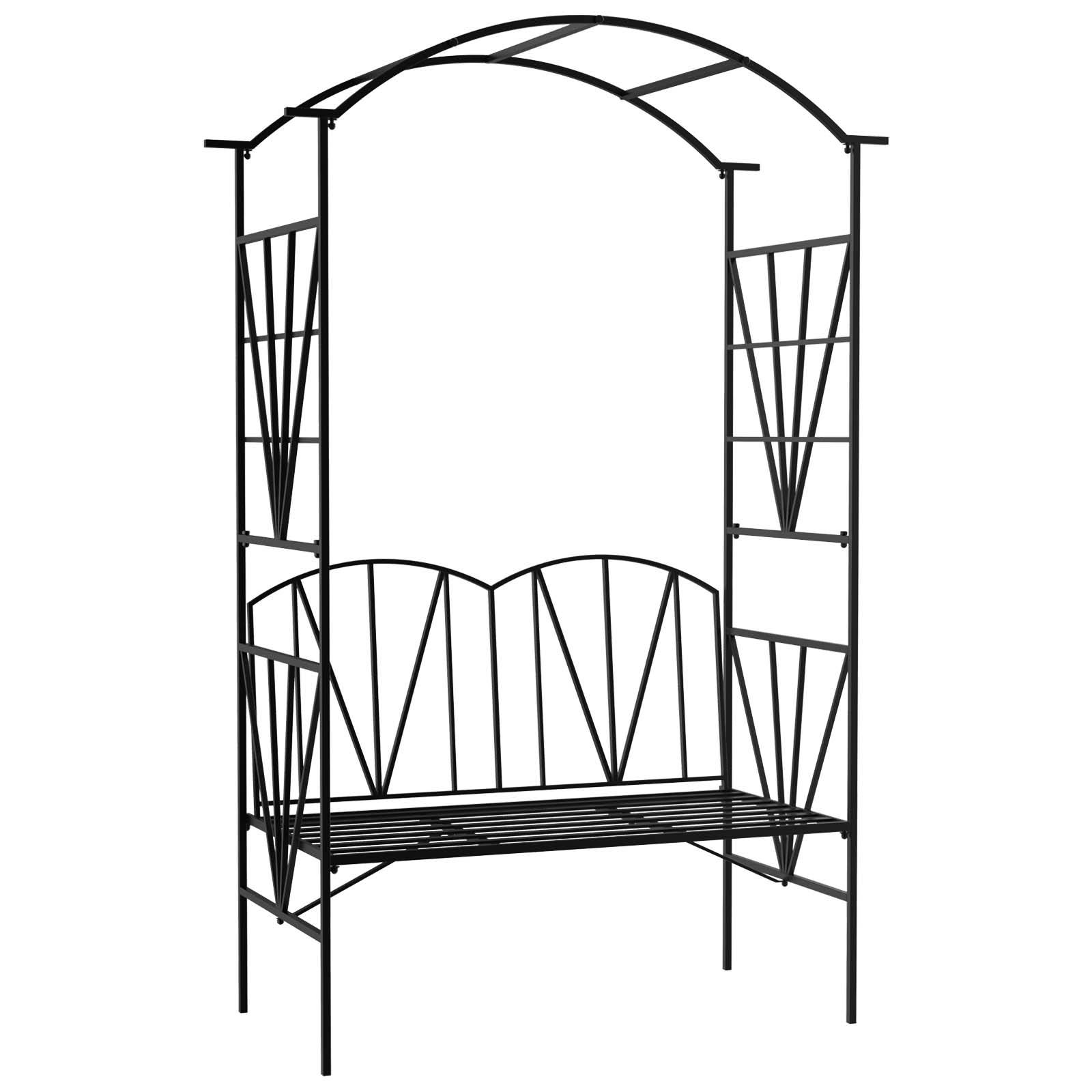 Outsunny - Arche de jardin avec banc 2 places dim. 115L x 54l x 203H cm métal thermolaqué noir - Outsunny - Imagen 1