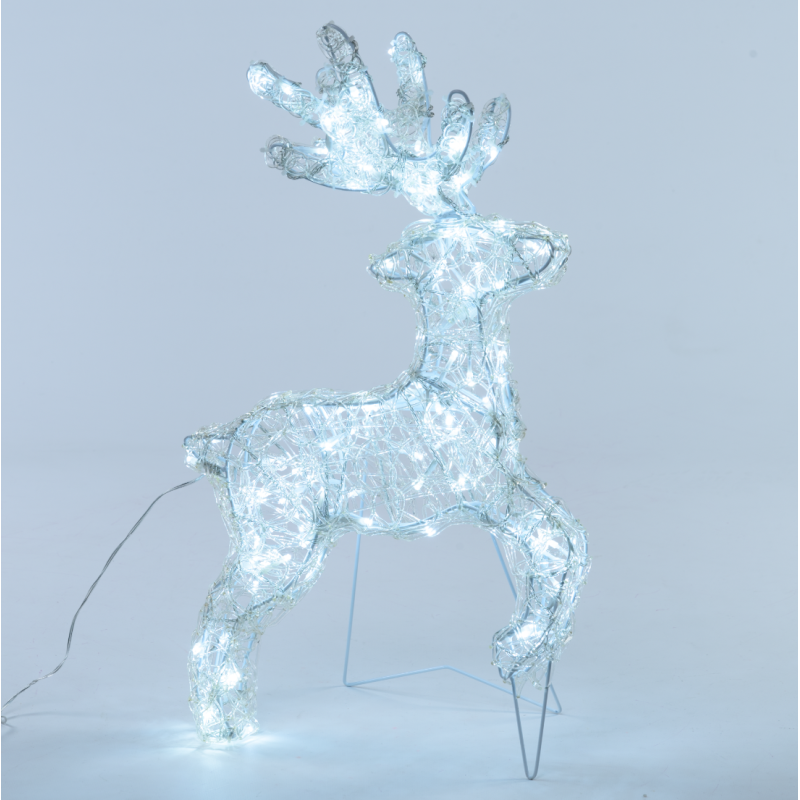 Lotti - Renne au Galop 3D lumineux H85cm 180 LED blanc froid Acrylique extérieur 31V Lotti - Imagen 4