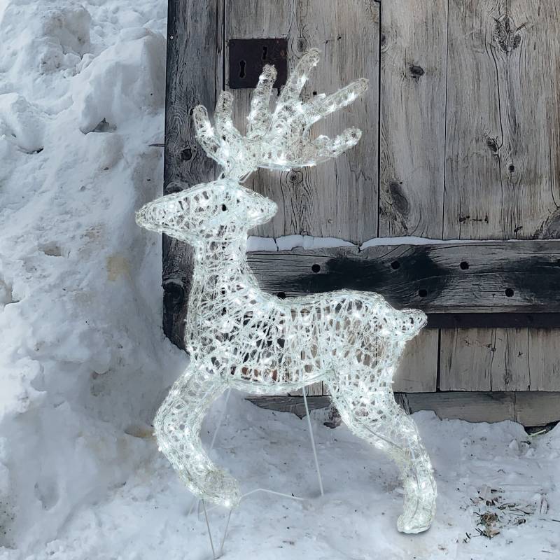 Lotti - Renne au Galop 3D lumineux H85cm 180 LED blanc froid Acrylique extérieur 31V Lotti - Imagen 1