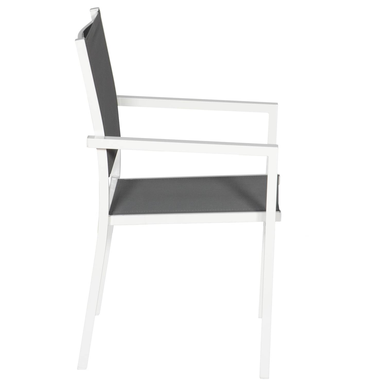 Happy Garden - Lot de 8 chaises en aluminium blanc - textilène gris - HAPPY GARDEN - Imagen 4