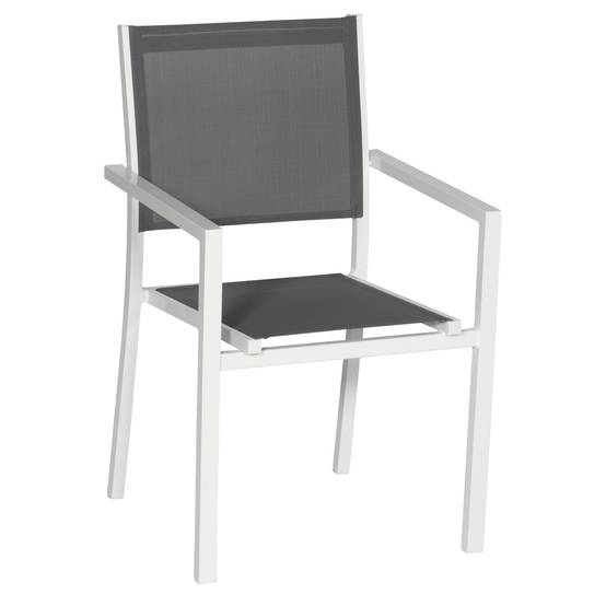 Happy Garden - Lot de 8 chaises en aluminium blanc - textilène gris - HAPPY GARDEN - Imagen 2