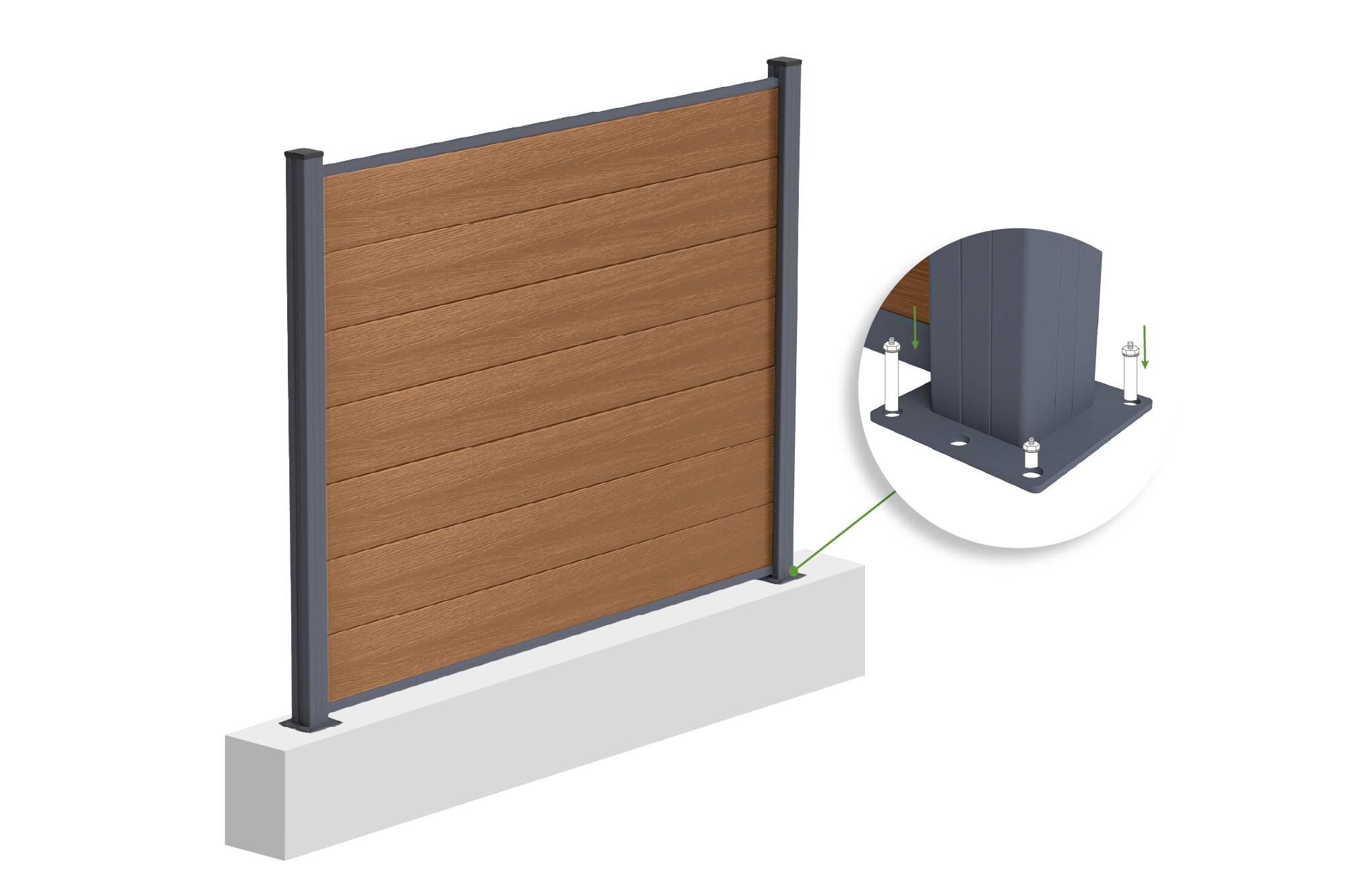 Casanoov Clôture composite Stockhorn 8 m H.150   cm sur plaque finition teck - Image 7