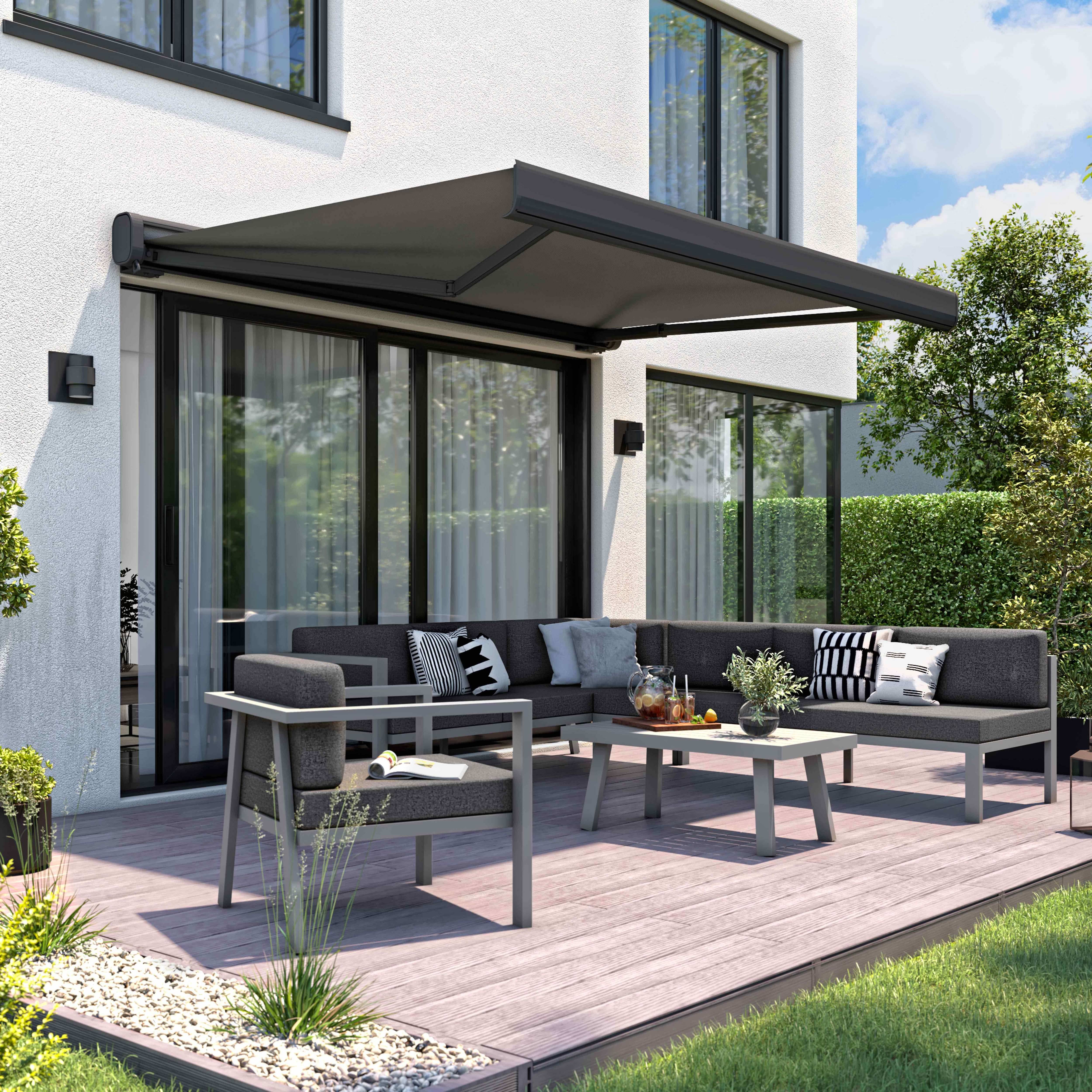 Oviala - Store banne electrique coffe integral 3.95x2.5m aluminium gris Persea - Oviala - Image 2