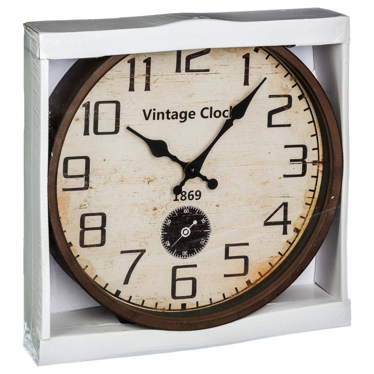 Pendule murale en métal marron rétro et vintage D 30 cm - Imagen 2