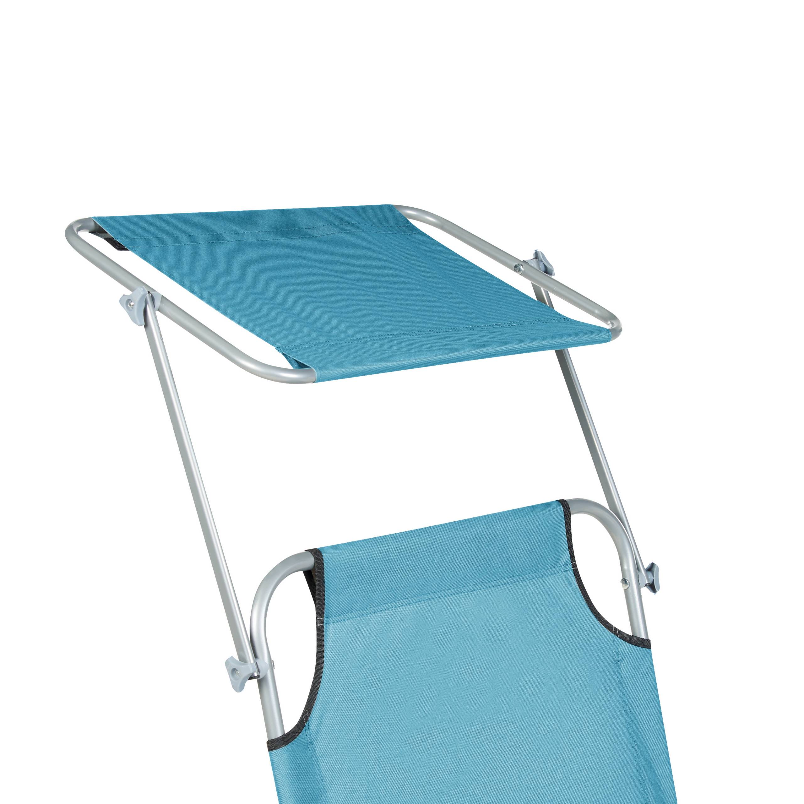 Beliani - Transat de Jardin Bain de Soleil Pliant en Tissu Polyester Bleu Turquoise et Acier avec Pare Soleil Pratique Idéal pour Terrasse ou Balcon Beliani - Imagen 7