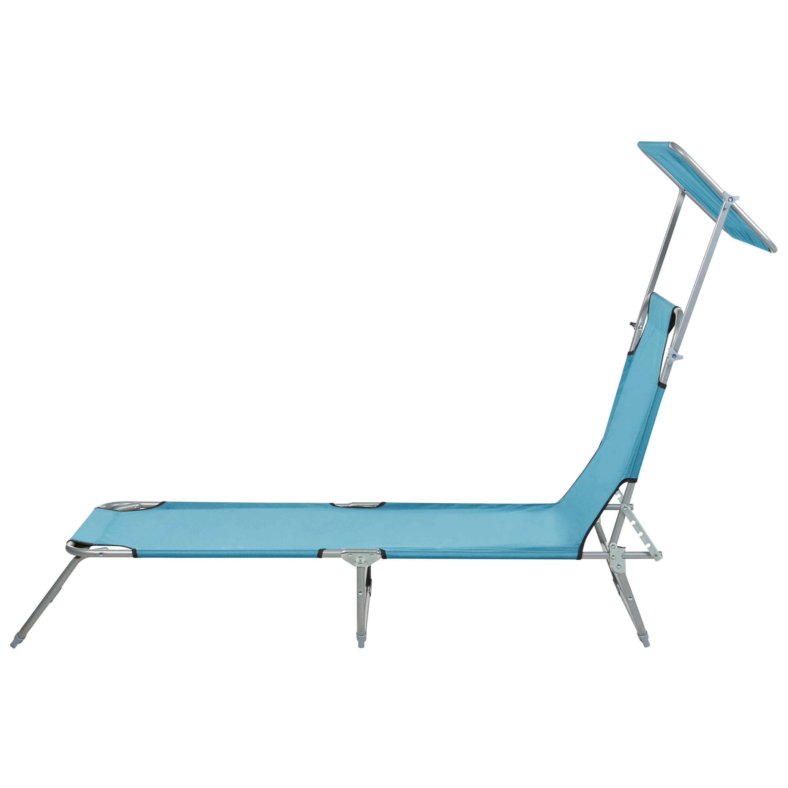 Beliani - Transat de Jardin Bain de Soleil Pliant en Tissu Polyester Bleu Turquoise et Acier avec Pare Soleil Pratique Idéal pour Terrasse ou Balcon Beliani - Imagen 6