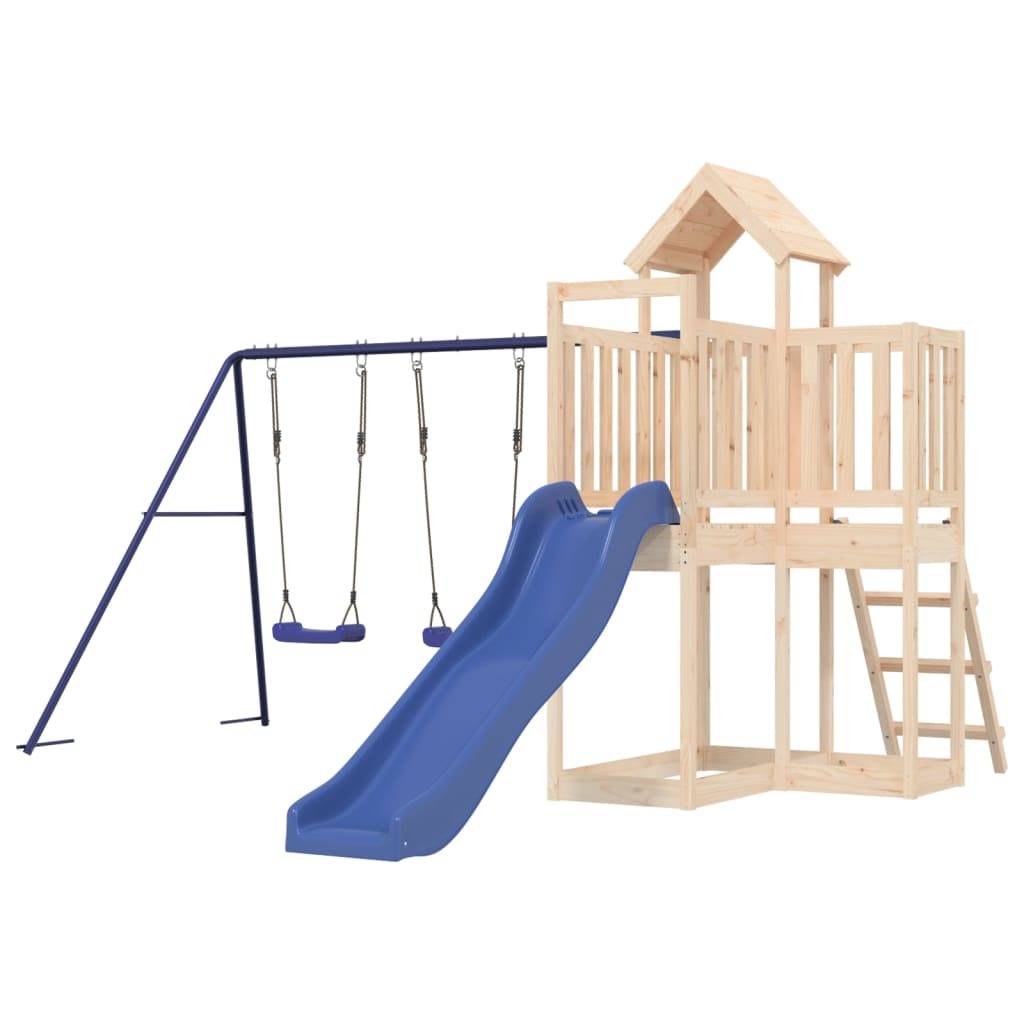 Helloshop26 - Aire de jeux d'extérieur balançoires toboggan portiques robuste jeux jardin 356 x 378 x 214 cm bois de pin massif - Imagen 2