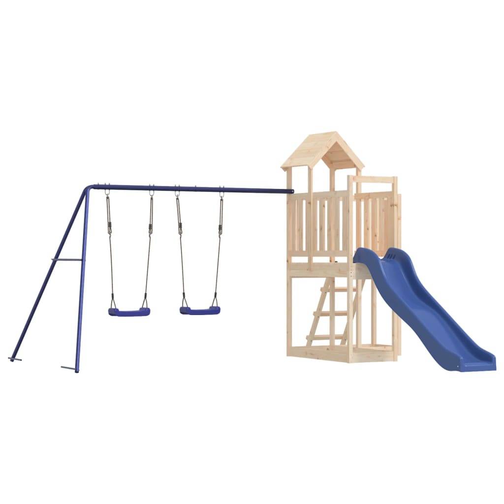Helloshop26 - Aire de jeux d'extérieur balançoires toboggan portiques robuste jeux jardin 356 x 378 x 214 cm bois de pin massif - Imagen 1