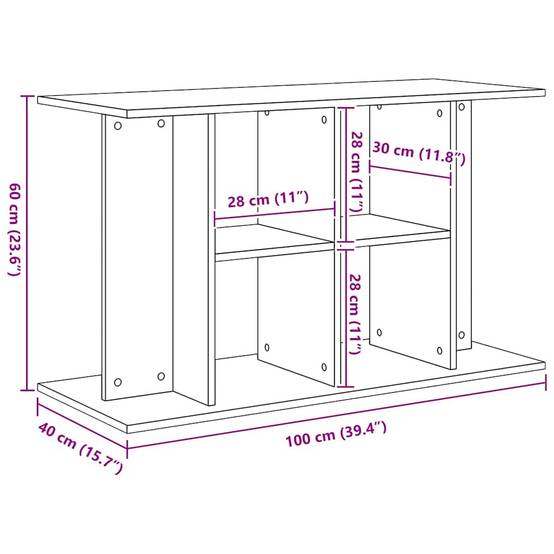 Support d'aquarium grande taille Chêne Noir avec Rangement 100x40x60 cm - ComfortXL Outdoor Living - Image 10