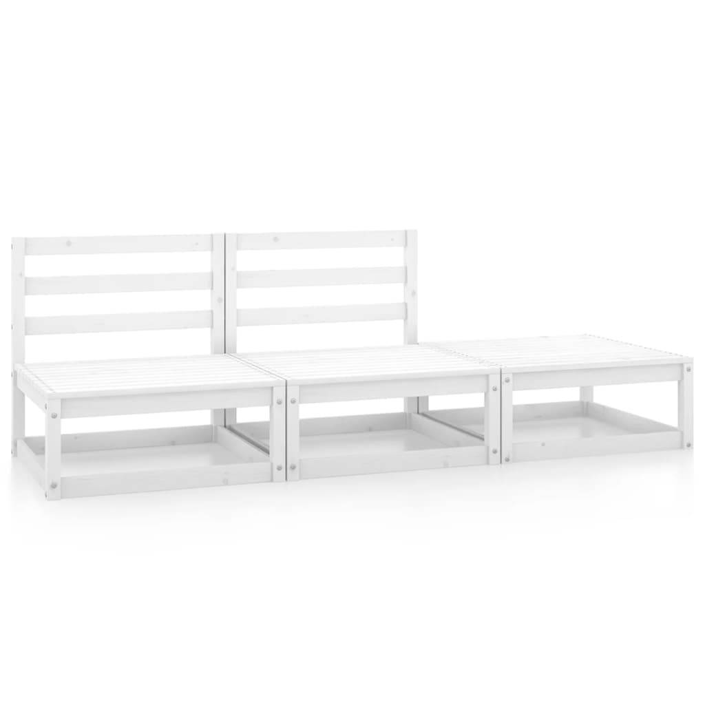 Helloshop26 - Salon de jardin meuble d'extérieur ensemble de mobilier 3 pièces blanc bois de pin massif - Imagen 1