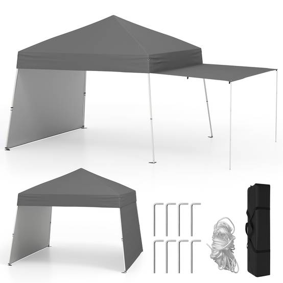 Costway - Tonnelle de Jardin Pop-up 430 x 280 CM, Tente Réception Portable Pliable avec Parois Latérales Convertibles en Auvent, pour Fête Camping, Gris - Image 1