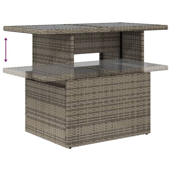 Salon de jardin 5 places résine tressée modulable table ajustable et pouf gris – ComfortXL Outdoor Living - Image 7