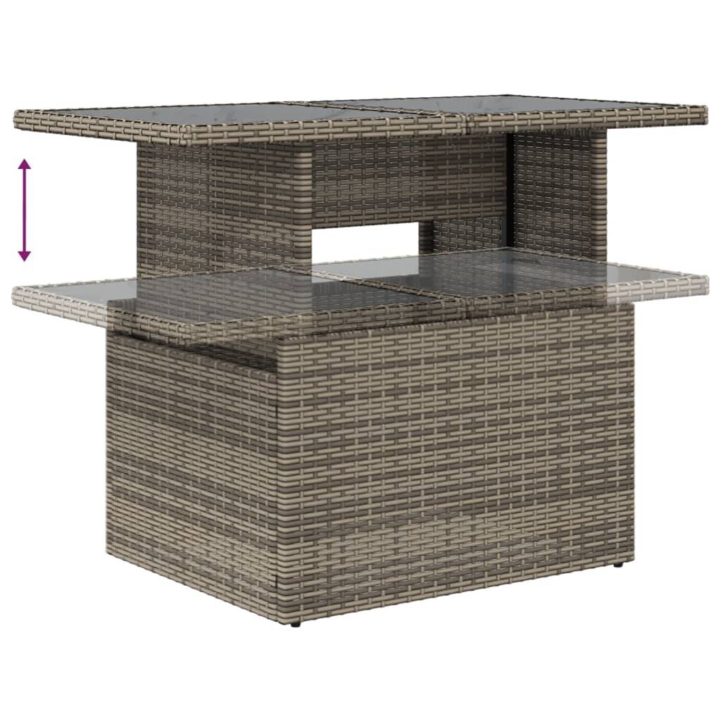 Salon de jardin 5 places résine tressée modulable table ajustable et pouf gris – ComfortXL Outdoor Living - Image 7