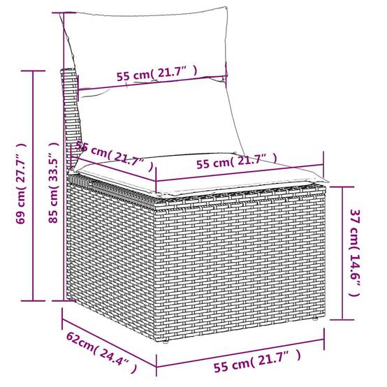 Salon de jardin 5 places résine tressée modulable table ajustable et pouf gris – ComfortXL Outdoor Living - Image 5