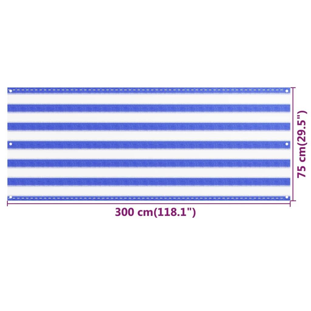 Helloshop26 - Écran de balcon brise pare vue protection confidentialité 75 x 300 cm PEHD bleu et blanc - Imagen 5
