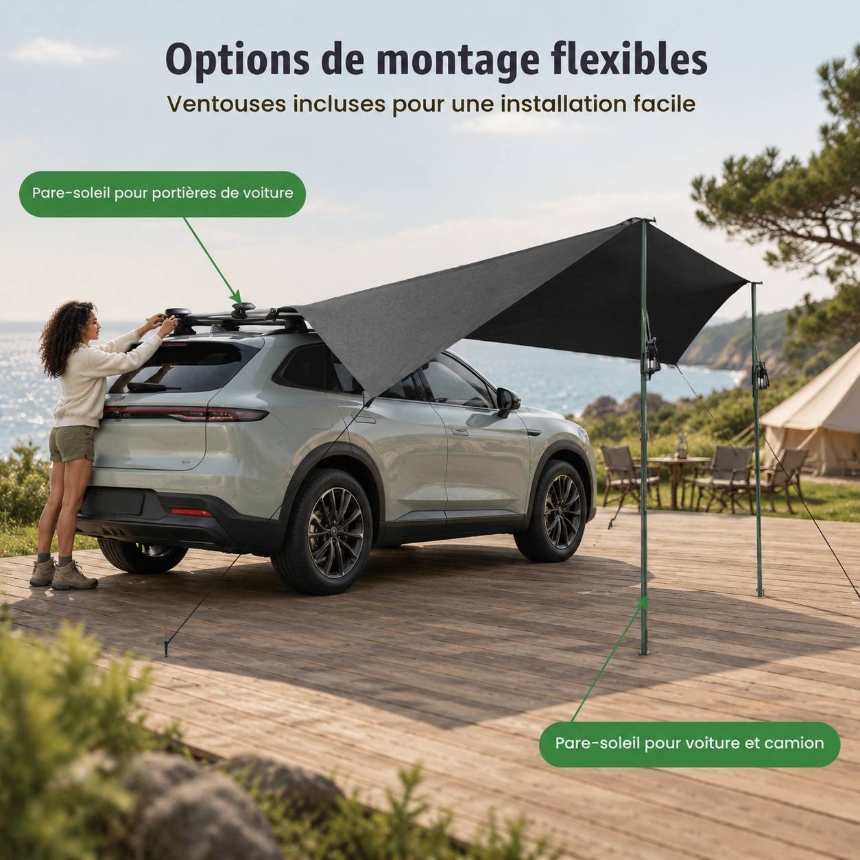 Auvents de Voiture Tente Universelle SUV Imperméable Oxford Toit - Image 3