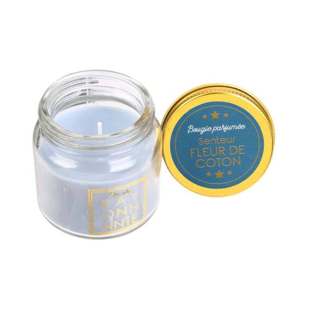 The Home Deco Factory - Bougie en pot message scintillant senteur fleur de coton (Lot de 3) - Imagen 4