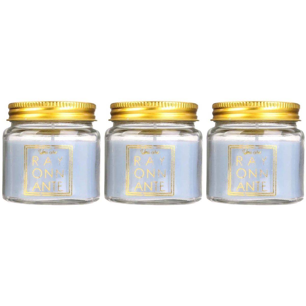 The Home Deco Factory - Bougie en pot message scintillant senteur fleur de coton (Lot de 3) - Imagen 1