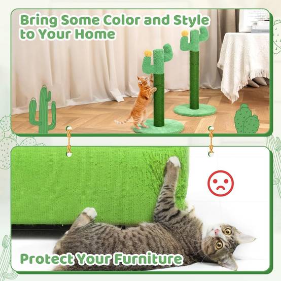 Griffoir pour chat-Griffoir cactus pour chat en jute naturel 33cm - Design décoratif - Living123 - Image 5
