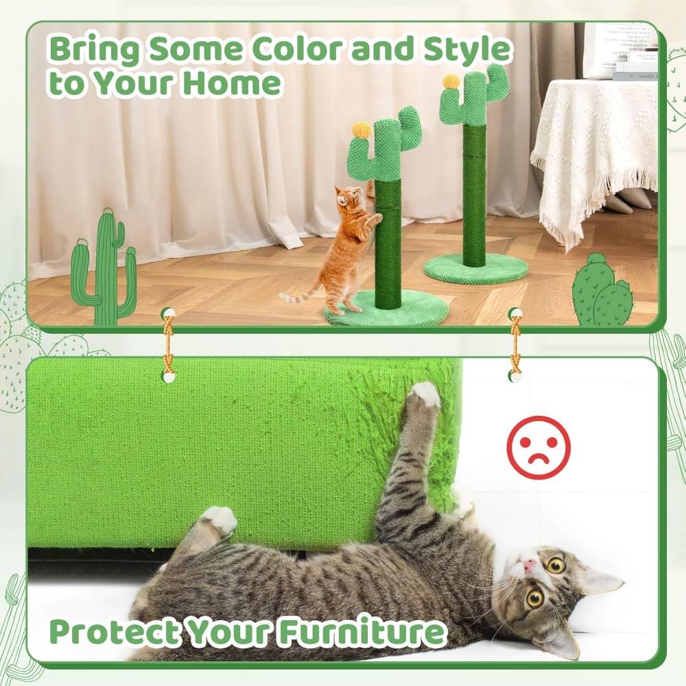 Griffoir pour chat-Griffoir cactus pour chat en jute naturel 33cm - Design décoratif - Living123 - Image 5