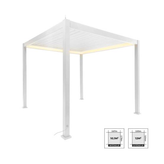Pergola Bioclimatique électrique 3x3m blanc. aluminium. à lames orientables avec éclairage LED | sweeek - Image 2