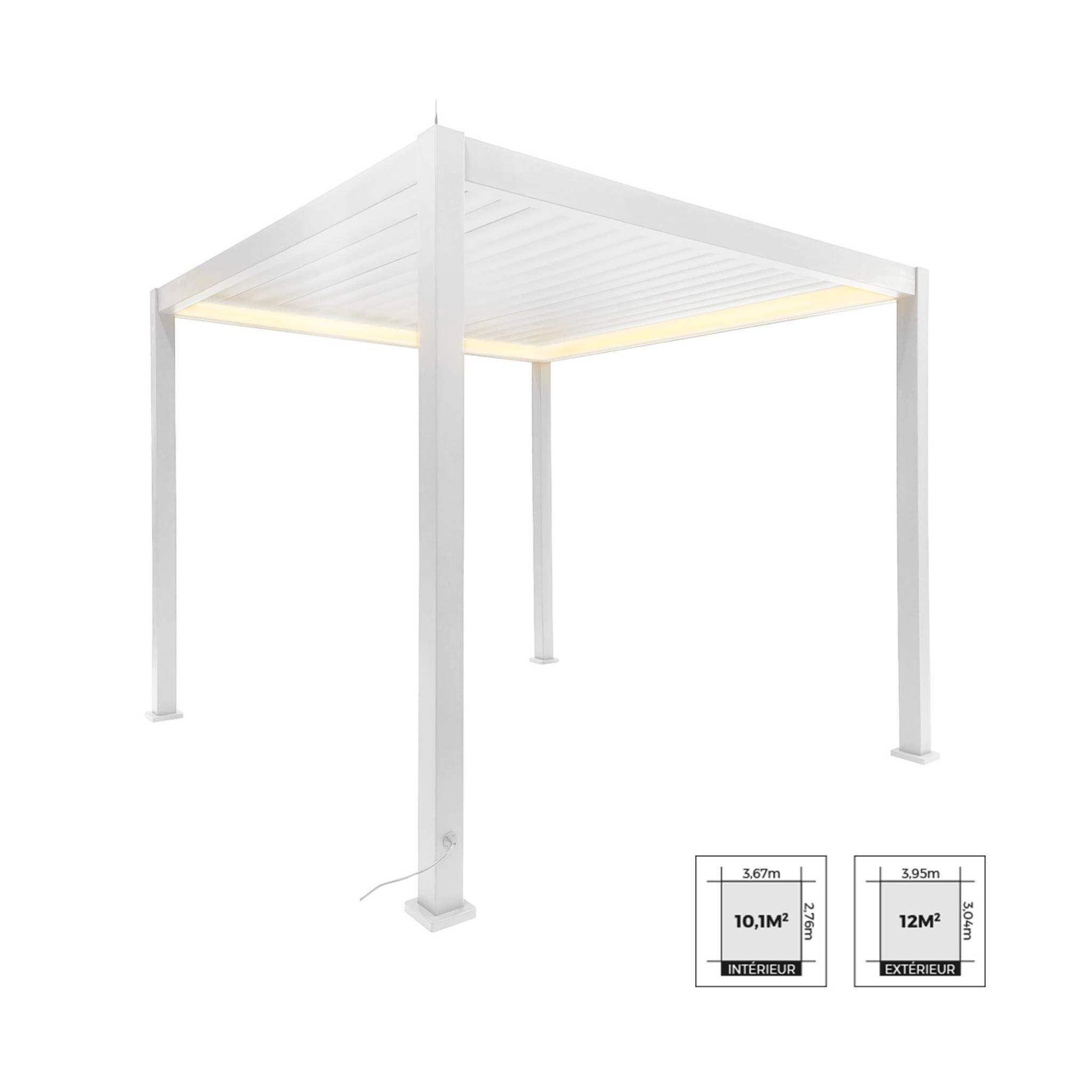 Pergola Bioclimatique électrique 3x3m blanc. aluminium. à lames orientables avec éclairage LED  | sweeek - Image 2