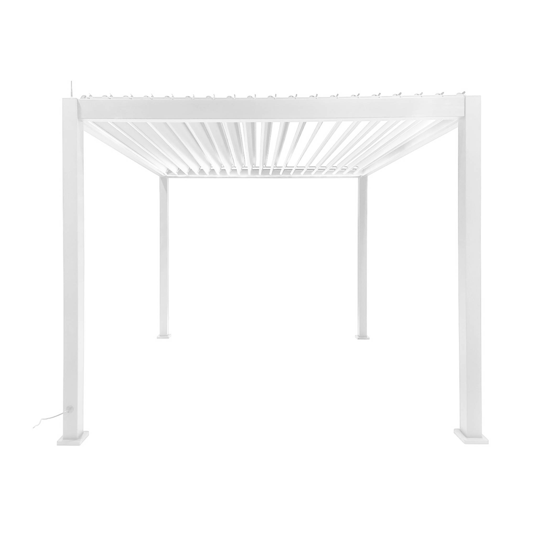 Pergola Bioclimatique électrique 3x3m blanc. aluminium. à lames orientables avec éclairage LED  | sweeek - Image 4