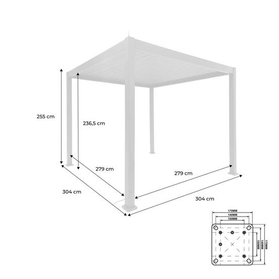 Pergola Bioclimatique électrique 3x3m blanc. aluminium. à lames orientables avec éclairage LED | sweeek - Image 7
