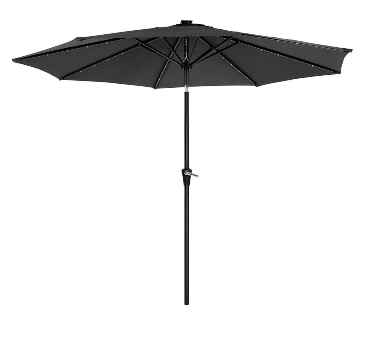 Helloshop26 - Parasol de jardin avec ampoules led à énergie solaire ombrelle de terrasse diamètre 3 m protection salaire upf50+ inclinaison réglable avec manivelle - Imagen 1