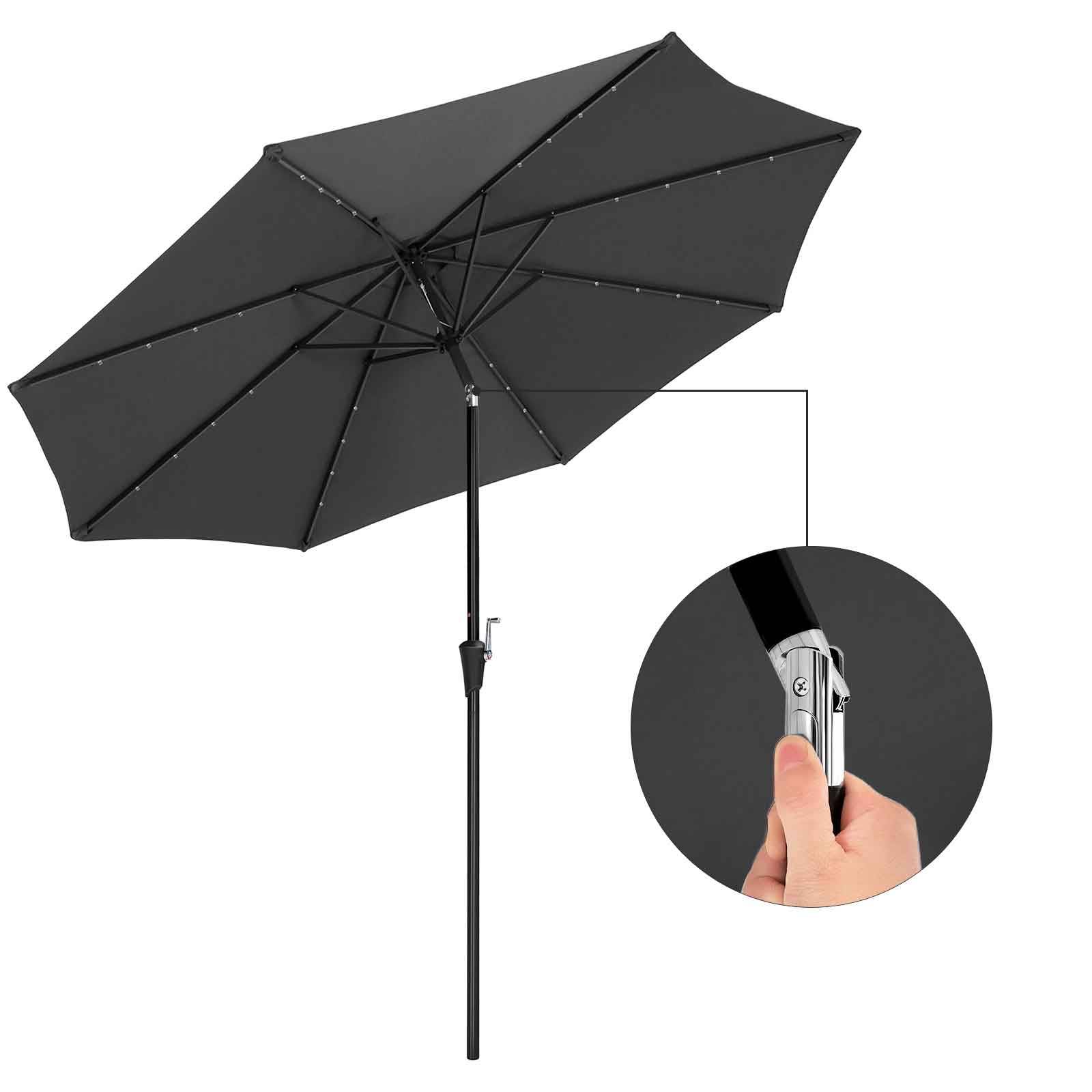 Helloshop26 - Parasol de jardin avec ampoules led à énergie solaire ombrelle de terrasse diamètre 3 m protection salaire upf50+ inclinaison réglable avec manivelle - Imagen 3