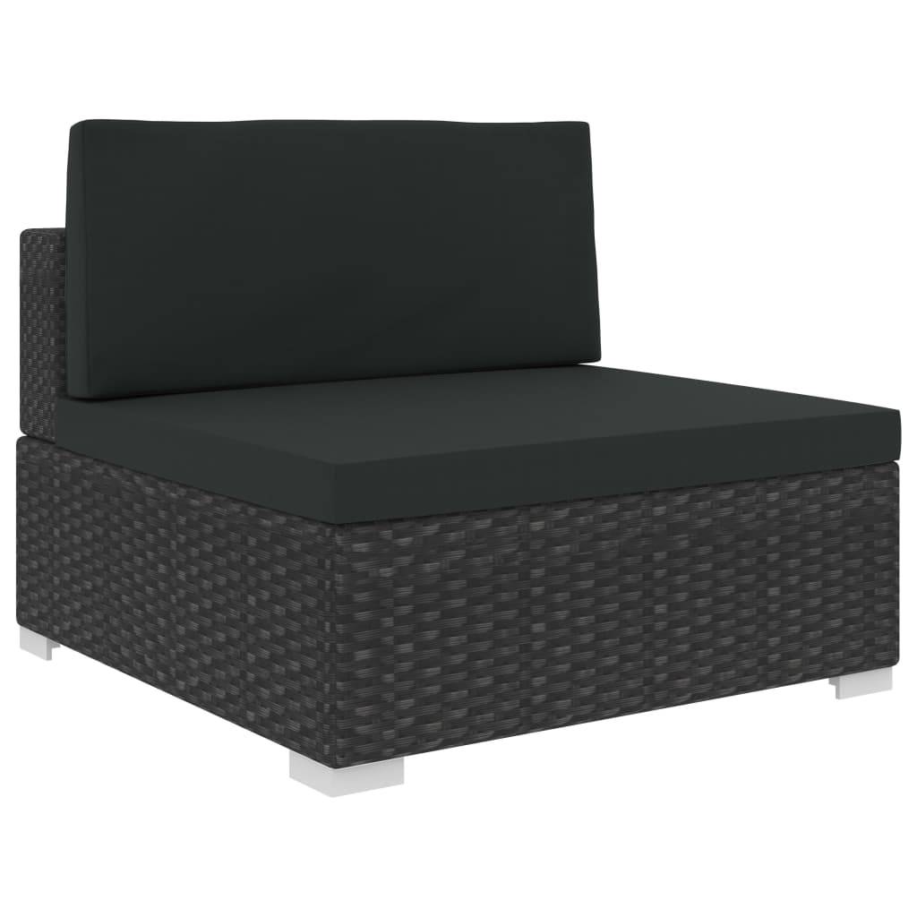 Vidaxl - Salon de jardin 6 pcs avec coussins Résine tressée Noir vidaXL 47258 - Imagen 5