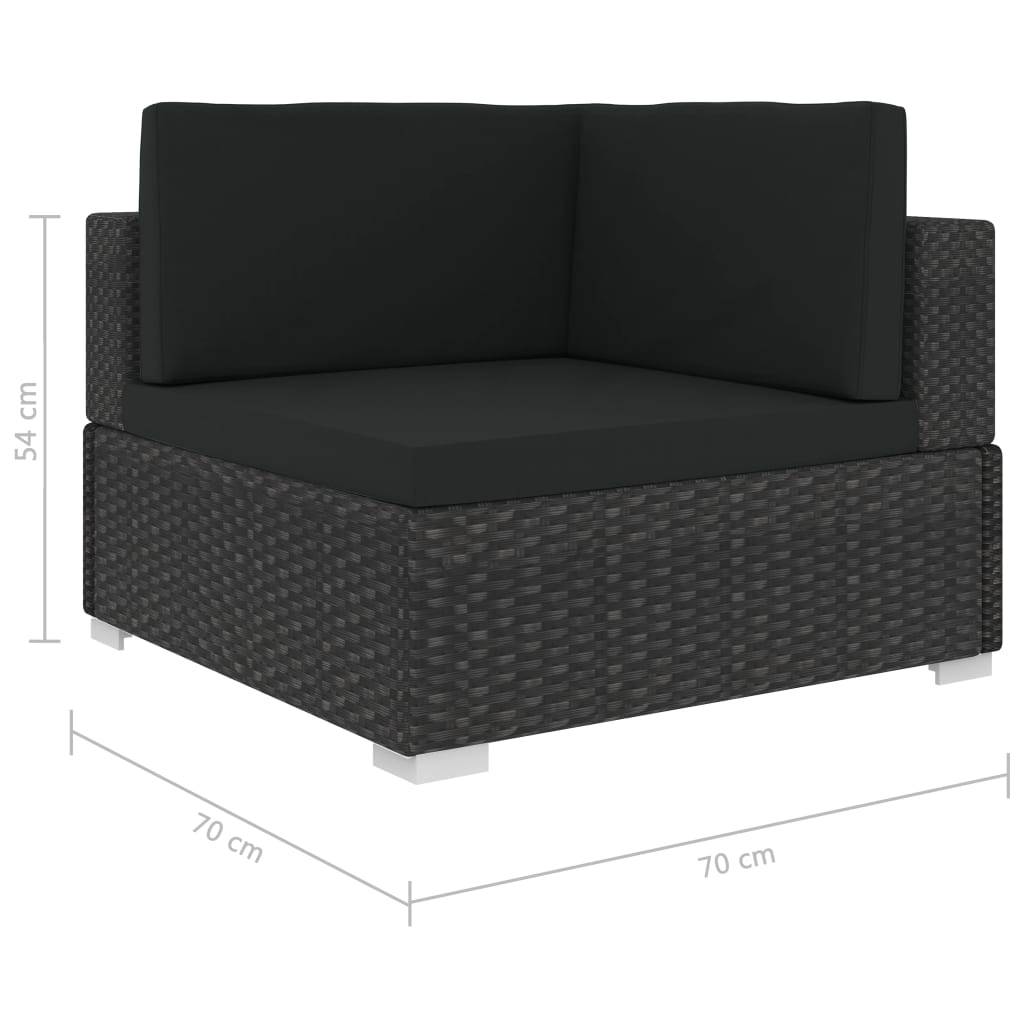 Vidaxl - Salon de jardin 6 pcs avec coussins Résine tressée Noir vidaXL 47258 - Imagen 8