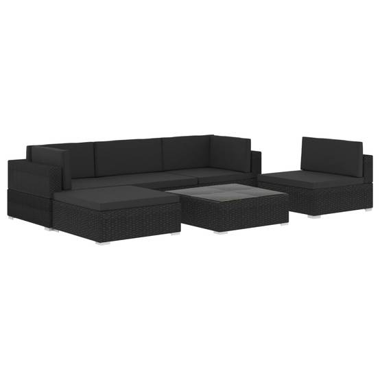 Vidaxl - Salon de jardin 6 pcs avec coussins Résine tressée Noir vidaXL 47258 - Imagen 2
