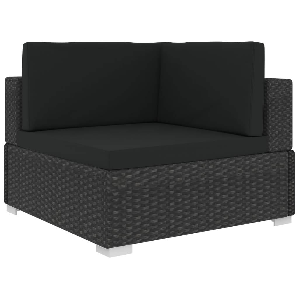 Vidaxl - Salon de jardin 6 pcs avec coussins Résine tressée Noir vidaXL 47258 - Imagen 4