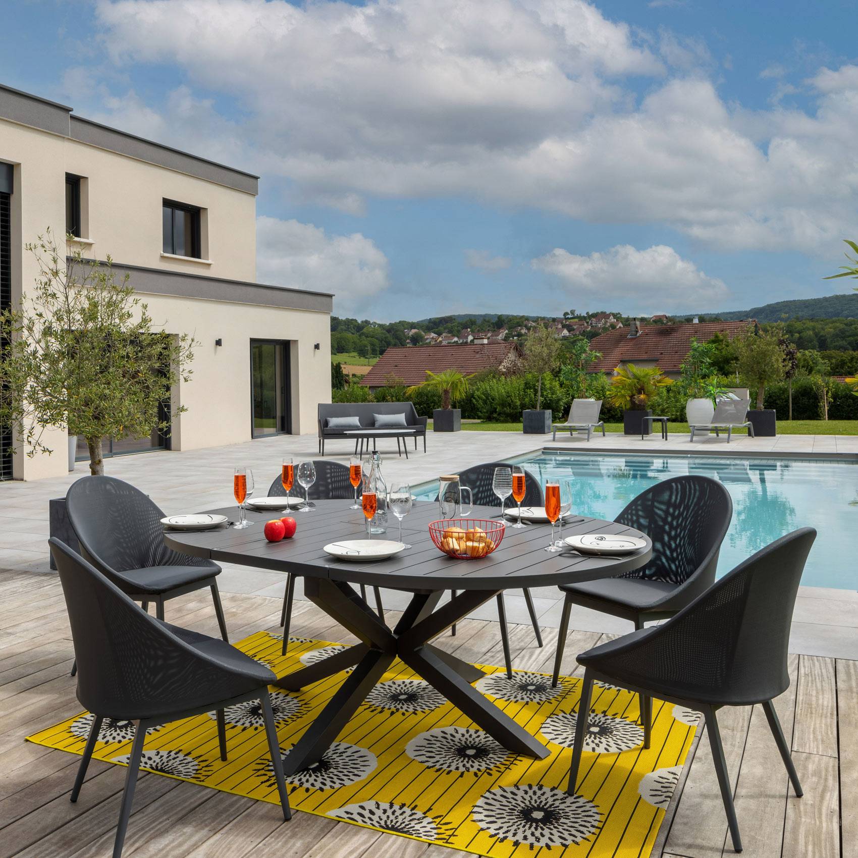 Table ronde extensible pour 8/10 personnes - JARDILINE - Aluminium - Gris anthracite - Image 8
