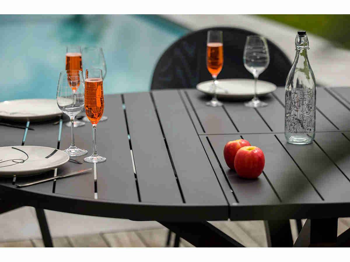 Table ronde extensible pour 8/10 personnes - JARDILINE - Aluminium - Gris anthracite - Image 7